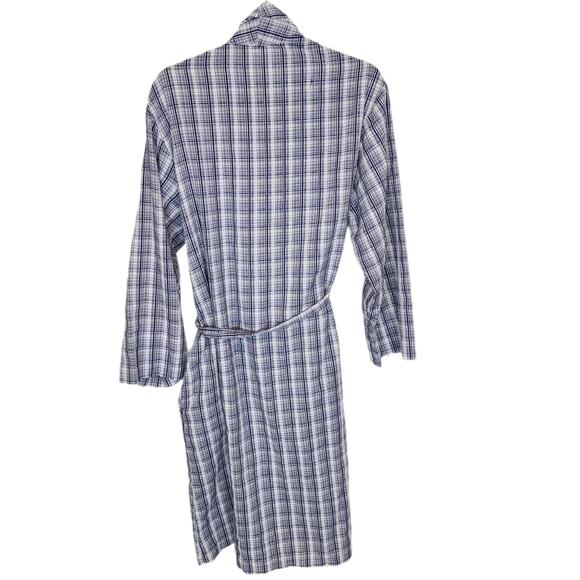 VTG Victoria's Secret Robe Gold Crown Cozy Robe Womens M Blue White Plaid Pocket - Picture 8 of 8